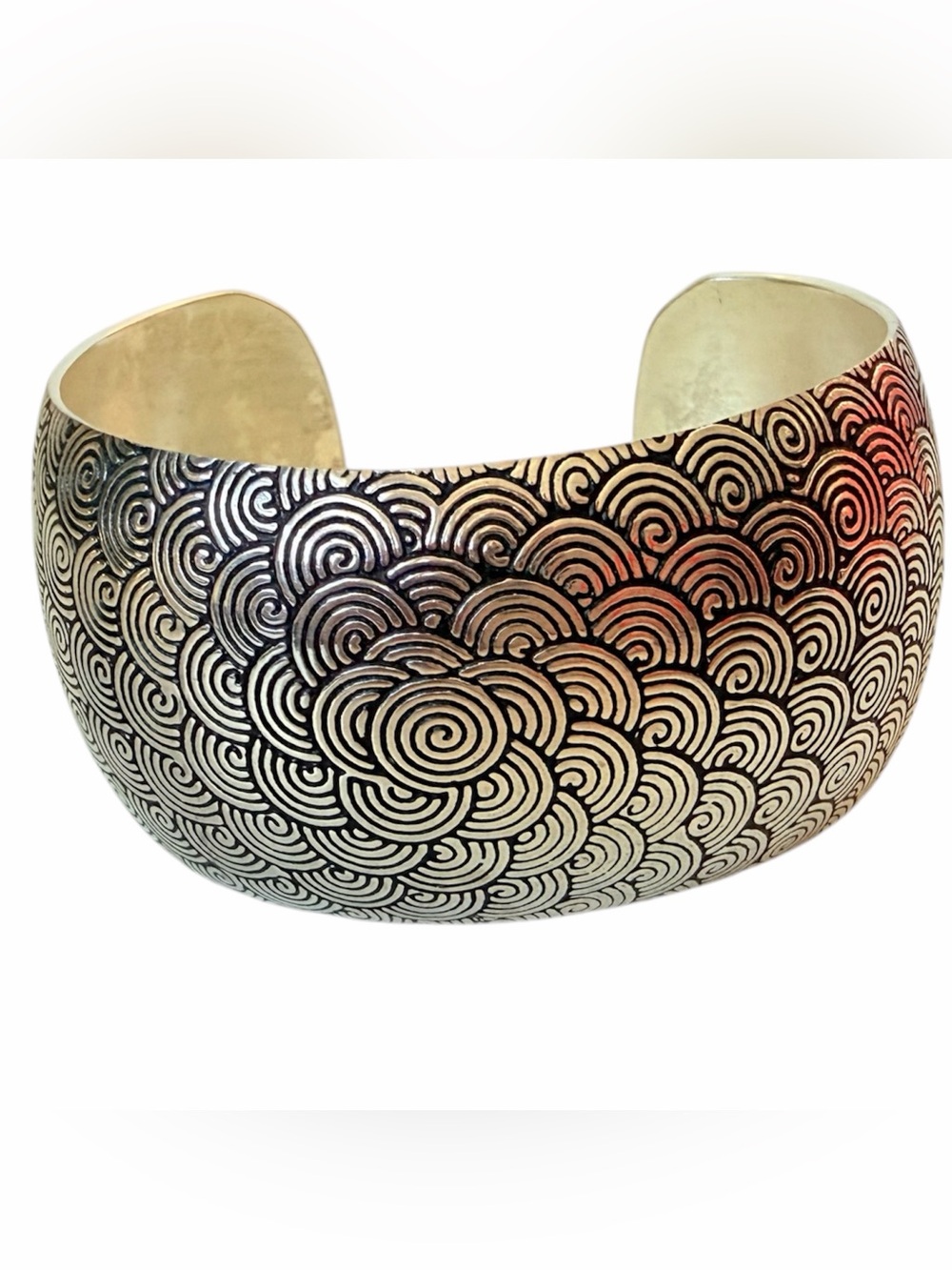 Silver-Tone Swirl Pattern Wide Cuff Bracelet